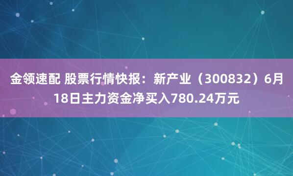 金领速配 股票行情快报：新产业（300832）6月18日主力资金净买入780.24万元