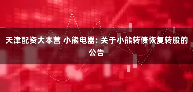 天津配资大本营 小熊电器: 关于小熊转债恢复转股的公告